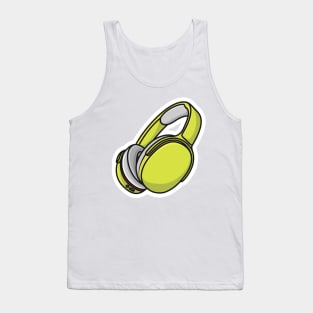 Wireless Headphone Sticker for Games and Music vector illustration. Sports and recreation or technology object icon concept. Sports headphone sticker vector design with shadow. Tank Top